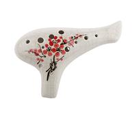 Wintersweet Ocarina musical portable en céramique 12 trous Motif floral Blanc