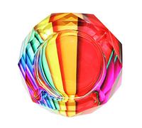 Winterworm Cendrier octogonal en cristal de 10 cm - Support antidérapant pour cendres de cigarettes pour papa - Arc-en-ciel