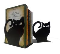 Winterworm Lot de 2 serre-livres en métal Motif chat noir