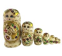 Winterworm Lot de 7 poupées gigognes russes traditionnelles en bois avec Bild - Fait à la main - Cadeau pour enfants