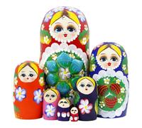 Winterworm® Lot de 7 poupées russes en bois avec fleurs rouges et baies