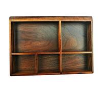 Winterworm Vintage Black Walnut Wooden Tray Organizer 5 Compartment Organizer Jewelry Storage Key Holder Divided Box Desk Organizer