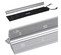WINTEX Échelle triangulaire - 30 cm de long en aluminium - Idéal pour les architectes, ingénieurs, études d'architecture - Triangulaire, différentes échelles, règle d'architecture (1:20-1:100)