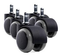 WINTEX Lot de 5 roulettes pour Fauteuil de Bureau - Dimension : 11 x 48 mm - roulettes pour siège de Bureau adapté aux sols Dur - Rotation à 360° - Garantie de remboursement de 2 Ans