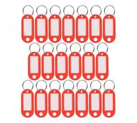 WINTEX Porte Clé Etiquette - 20 pièces - Porte Cle avec Etiquettes en Plastique Résistant - Porte Clef Colorés pour Organisation Voyages Animaux Domestiques - Rouge
