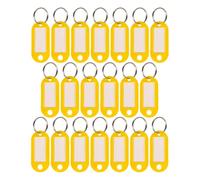 WINTEX Porte Clé Etiquette - 20 pièces - Porte Cle avec Etiquettes en Plastique Résistant - Porte Clef Colorés pour Organisation Voyages Animaux Domestiques - Jaune