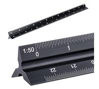 WINTEX Règle à Echelle Triangulaire en Métal - 30cm - Regle Métrique en Aluminium pour Architecte & Ingénieur - Kutch 1:20, 1:50, 1:75, 1:100, 1:125 - Avec Pochette