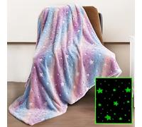 Winthome Couverture Enfant Douce, Plaid Enfant Phosphorescent, Couverture Polaire Flanelle Chaud, Plaid Polaire Filles et Garçons Noel, Cadeau, Couverture Bebe Toutes Les Saisons (Étoile,120x150cm)