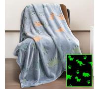 Winthome Couverture Enfant Douce, Plaid Enfant Phosphorescent, Couverture Polaire Flanelle Chaud, Plaid Polaire Filles et Garçons Noel, Cadeau, Couverture Bebe Toutes Les Saisons (Dino,130x170cm)