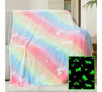 Winthome Plaid Enfant Douce, Couverture Enfant Phosphorescent, Couverture Polaire Flanelle Chaud, Plaid Polaire Filles et Garçons Noel, Cadeau, Toutes Les Saisons (Licorne,130x170cm)