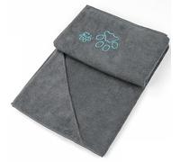 Winthome Serviette de séchage super absorbante pour chien, serviette de bain en microfibre (77 x 97 cm, gris)