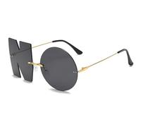 WINTOO Lunettes de soleil ludiques sans monture pour femme avec protection UV400, accessoires streetwear tendance, lunettes de soleil, Noir , 141mm