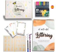 Winund Lettering Set calligraphie enfant et adulte - Inclut un kit complet avec feutres calligraphie et cahier pour apprendre à écrire lettering- Cadeau fille 8 ans et 10 ans PARENT (Español)