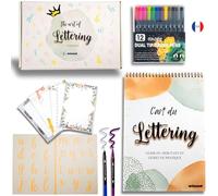 Winund Lettering Set calligraphie enfant et adulte - Inclut un kit complet avec feutres calligraphie et cahier pour apprendre à écrire lettering- Cadeau fille 8 ans et 10 ans PARENT (François)