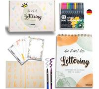 Winund Lettering Set calligraphie enfant et adulte - Inclut un kit complet avec feutres calligraphie et cahier pour apprendre à écrire lettering- Cadeau fille 8 ans et 10 ans PARENT (Deutsch)