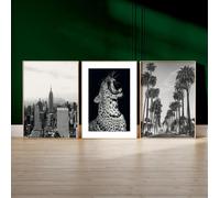 Winund Set de 3 affiche 50x70 cm - SANS CADRE, poster 50x70, poster mural pour salon - affiche murale xxl, affiches decoration murale, affiche vogue, tableau noir et blanc PARENT (NEW YORK 50x70)