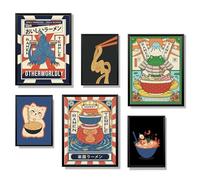 Winund set de 6 posters muraux 30x40 cm, SANS CADRE, décoration murale de chambre, tableaux, posters et arts décoratifs, accessoires de décoration intérieure, affiche decoration murale (RAMEN_30X40)