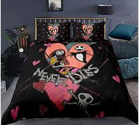 WINUO Décoration d'halloween Housse de Couette 200x200cm, Impression Numérique 3D Parure de Lit pour Enfants 100% Microfibre avec 2 Taie d'oreiller 50x75cm