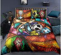 WINUO Décoration d'halloween Housse de Couette 220x240cm, Impression Numérique 3D Jack Parure de Lit pour Enfants 100% Microfibre avec 2 Taie d'oreiller 65x65cm