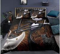 WINUO Décoration d'halloween Housse de Couette 220x240cm, Impression Numérique 3D Jack Parure de Lit pour Enfants 100% Microfibre avec 2 Taie d'oreiller 65x65cm