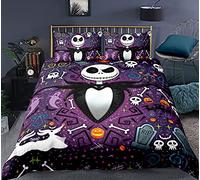 WINUO Décoration d'halloween Housse de Couette 220x240cm, Impression Numérique 3D Jack Parure de Lit pour Enfants 100% Microfibre avec 2 Taie d'oreiller 65x65cm