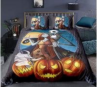 WINUO Décoration d'halloween Housse de Couette 220x240cm, Impression Numérique 3D Jack Parure de Lit pour Enfants 100% Microfibre avec 2 Taie d'oreiller 65x65cm