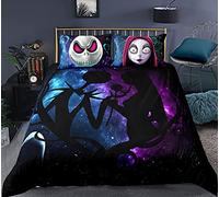 WINUO Décoration d'halloween Housse de Couette 220x240cm, Impression Numérique 3D Jack Parure de Lit pour Enfants 100% Microfibre avec 2 Taie d'oreiller 65x65cm