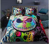 WINUO Décoration d'halloween Housse de Couette 240x260cm, Impression Numérique 3D Parure de Lit pour Enfants 100% Microfibre avec 2 Taie d'oreiller 65x65cm