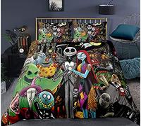 WINUO Décoration d'halloween Housse de Couette 240x260cm, Impression Numérique 3D Parure de Lit pour Enfants 100% Microfibre avec 2 Taie d'oreiller 65x65cm