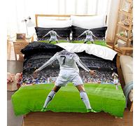 WINUO Enfunt-Home - Housse de Couette Les Stars du Football, Parure de lit 3D en Microfibre avec Housse de Couette 140x200cm et taie d'oreiller pour Enfant 65x65cm