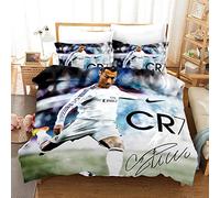 WINUO Footballeurs Housse de Couette 140x200 en 100% Microfibre, imprimé numérique 3D Parure de lit, 3 pièces