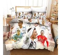 WINUO Footballeurs Housse de Couette 200x200 en 100% Microfibre, imprimé numérique 3D Parure de lit, 3 pièces