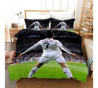 WINUO Footballeurs Housse de Couette 240x220 en 100% Microfibre, imprimé numérique 3D Parure de lit, 3 pièces