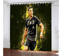 WINUO Star du Football Rideaux Occultants,Rideau Occultant Décor Microfibre pour Chambre d'enfants Salon, 100% Polyester Multicolore Rideau A Oeillets Décoration