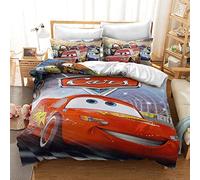 WINUO Voitures Juniors Housse de Couette 220x240cm, Impression Numérique 3D Cars Parure de Lit pour Enfants 100% Microfibre avec 2 Taie d'oreiller 65x65cm