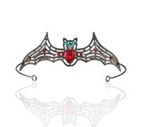 winvin Diadème baroque de vampire chauve-souris gothique de mariage punk pour Halloween, Noël, cosplay, costume (noir avec pierre rouge verte)