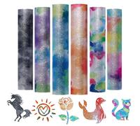 Winwild 6 Pièces Film Traceur Textile Paillettes Tie-Dyeing Flexible Heat Transfer Vinyle 30.5 * 20 cm PU pour Textiles, DIY, Tissus