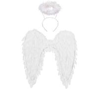 Winwild Ailes d'ange avec auréole,Costume d'aile d'ange et de Diable pour Les Femmes et Les Filles Enfants pour Halloween Carnaval Cosplay Party déguisement fête(Blanc,45 x 45 cm)