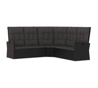 WINWINFR - Canapé d'angle - inclinable avec coussins Noir Résine tressée EU213