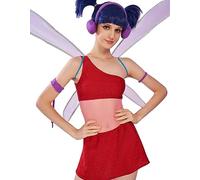 Winx Club Musa Justaucorps et jupe asymétrique pour femme avec une paire d'ailes pour cosplay (taille M)