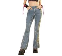 Winx Club Y2K Jean évasé pour femme - Taille haute - Bleu - Coupe ajustée, bleu, Taille M