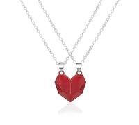 WINXMIN 1 Paire Collier De Couple Aimant Coeur, Collier Couple Aimant Pendentif Puzzle Cœur Séparable Magnétique Attraction Mutuelle Amitié Amour Cadeau Femmes Hommes Romantique Saint Valentin,rouge