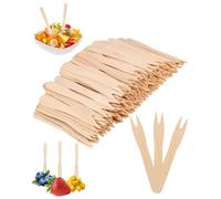 WINXMIN 300 pièces Fourchettes à Frites en Bois - fourchette jetable, 8,5 cm Fourchettes à Cocktail Petites Fourchettes à Apéritif en Bois Mini de Fruits pour Fête, Buffet Mariage Fête Anniversaire