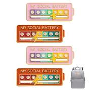 WINXMIN 4PCS Social Battery PinsBroches Amusantes,Pins Social Battery,My Social Battery Pin Pins en Métal Broches Amusantes pour 7 Jours Badge d'Anxiété pour la Santé Mentale,Rose+Orange,C