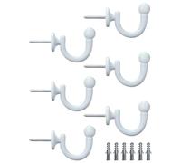 WINXMIN 6 Pcs Embrasses Rideaux Crochets U Blanc Crochet d'Arrimage Rideau à Tête Ronde avec Tubes d’Expansion Plastique pour Accorcher Rideaux Vêtements Clé
