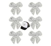 WINXMIN 6 Pièce Patch Thermocollant Nœud à Paillettes,Strass Thermocollante,Stickers Vetement Thermocollants pour Jeans Vestes Sacs à dos Chapeaux Bricolage(argent)