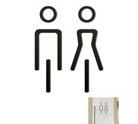 WINXMIN Plaque de toilette en Acrylique solide, plaques de porte de toilette au style minimaliste, decoration toilette, décor de toilette avec des symboles masculins/féminins, bureau, restaurant(B)