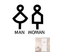 WINXMIN Plaque de toilette en Acrylique solide, plaques de porte de toilette au style minimaliste, decoration toilette, décor de toilette avec des symboles masculins/féminins, bureau, restaurant(D)