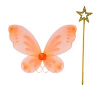 winying Costume D Ailes De Fée pour Femmes Ailes De Papillon Scintillantes Fée Et D Ange avec Baguette Or Orange Taille Unique