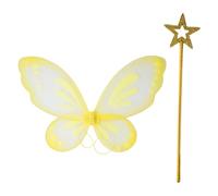 winying Costume D Ailes De Fée pour Femmes Ailes De Papillon Scintillantes Fée Et D Ange avec Baguette Or Jaune Taille Unique